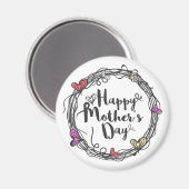 Cercle avec Coeurs Bonne fête des mères | Magnet (Recto/Verso)