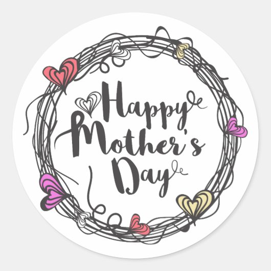Cercle avec Coeurs Happy Mère's Day Sticker (Devant)