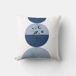 Cercle bleu minimaliste et oreiller à tête plate p