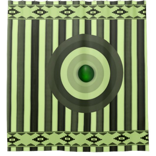 Cercle circulaire vert rayure rideau (Devant)