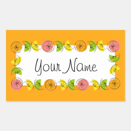 Cercle d'agrumes Orange Nom autocollant rectangle (Devant)