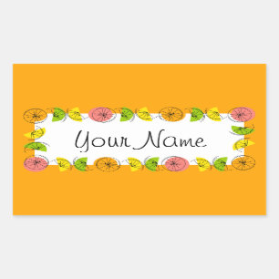 Cercle d'agrumes Orange Nom autocollant rectangle