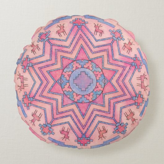 Cercle d'âme Coussin rond Ethno Mandala (Devant)