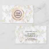 cercle d'aquarelle rose sur marbre Carte de visite (Devant / Derrière)