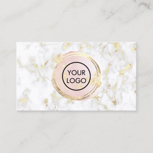 cercle d'aquarelle rose sur marbre Carte de visite (Devant)
