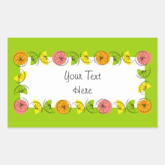 Cercle de Citrus Vert Nom autocollant rectangle (Devant)