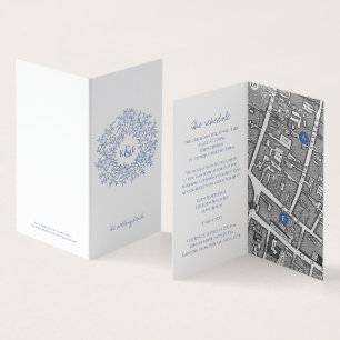 Cercle de feuille blanc bleu mariage directions