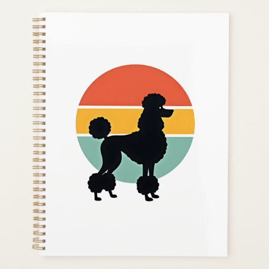 Cercle de silhouette de chien rétro coucher de sol (Devant)
