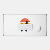 Cercle de silhouette de chien rétro coucher de sol (Clavier et souris)