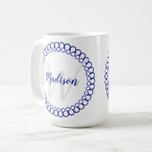 Cercle Décoratif Bleu Personnaliser Monogramme Mug (Devant gauche)