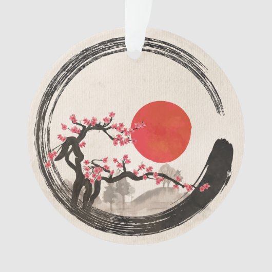 Cercle d'Enso de zen et arbre de Sakura (devant)