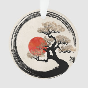 Cercle d'Enso et arbre de bonsaïs sur la toile