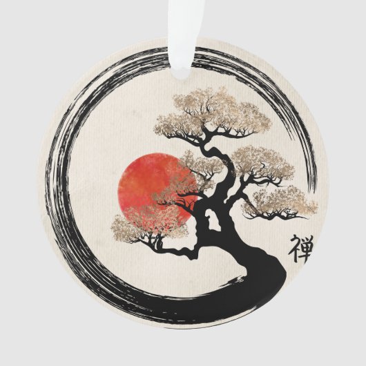 Cercle d'Enso et arbre de bonsaïs sur la toile (devant)