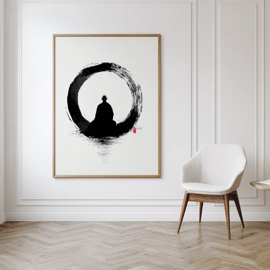 Cercle Enso - Art mural à l'encre Zen - Décor mini