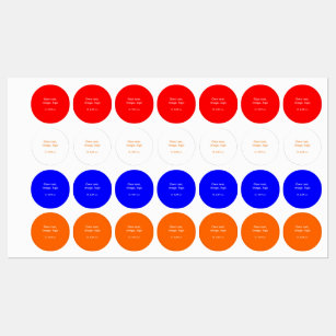 Cercle étiquette uni rouge-blanc-bleu-orange