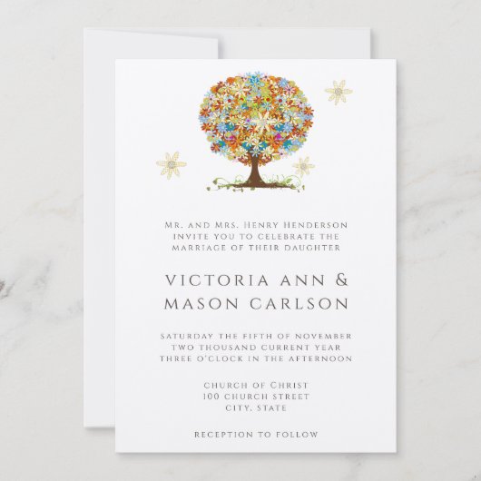 Cercle Forêt Magique d'Amour Mariage Invitations (Devant)