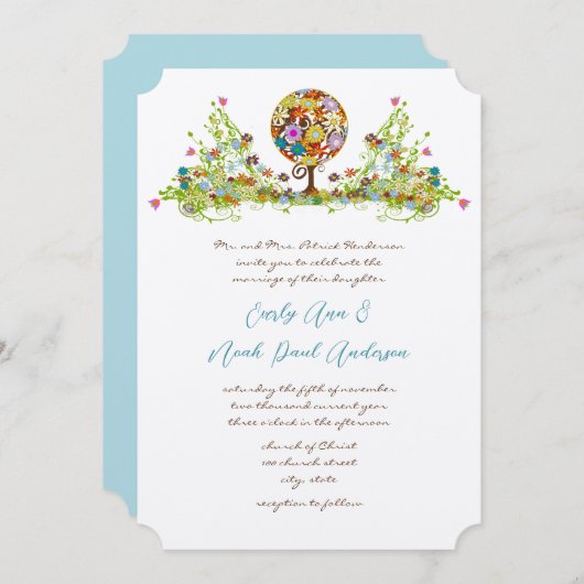 Cercle Forêt Magique d'Amour Mariage Invitations (Devant / Derrière)