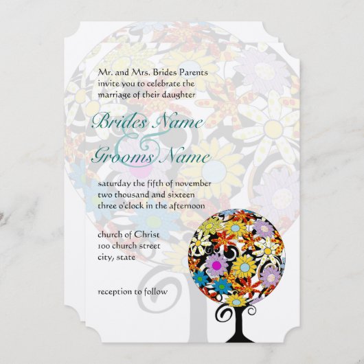 Cercle Forêt Magique d'Amour Mariage Invitations (Devant / Derrière)