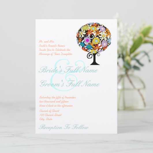 Cercle Forêt Magique d'Amour Mariage Invitations (Debout devant)