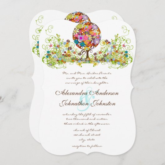 Cercle Forêt Magique d'Amour Mariage Invitations (Devant / Derrière)