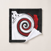 Cercle liquide torse moderne noir rouge blanc coul (Gant de toilette)