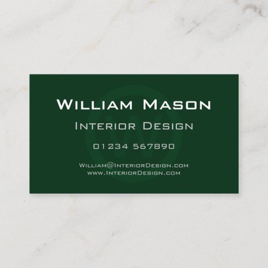 Cercle Monogramme Vert - Carte de visite professio (Devant)