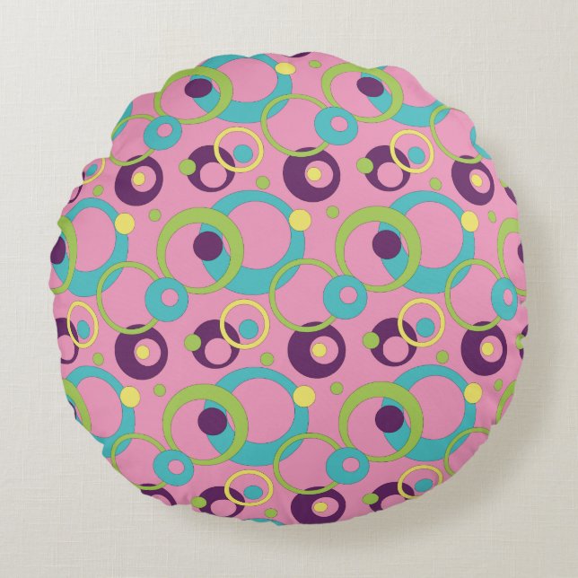 Cercle Rose Funky Coussin Rond (Devant)
