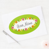 Cercle vert citrus Nom autocollant rond (Enveloppe)