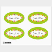 Cercle vert citrus Nom autocollant rond (Feuille)