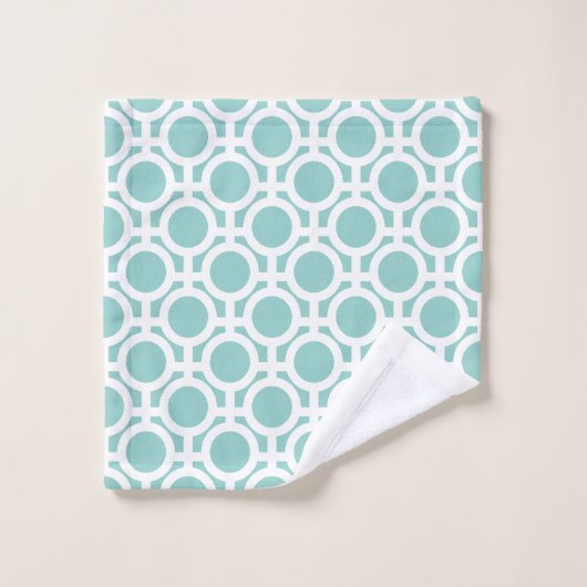 Cercles Abstraits blancs sur Turquoise clair (Gant de toilette)