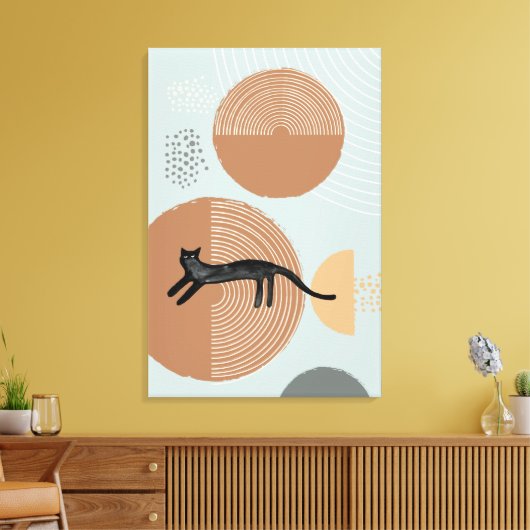 Cercles Abstraits Chat saut en toile verticale Imp (Insitu(Salon))