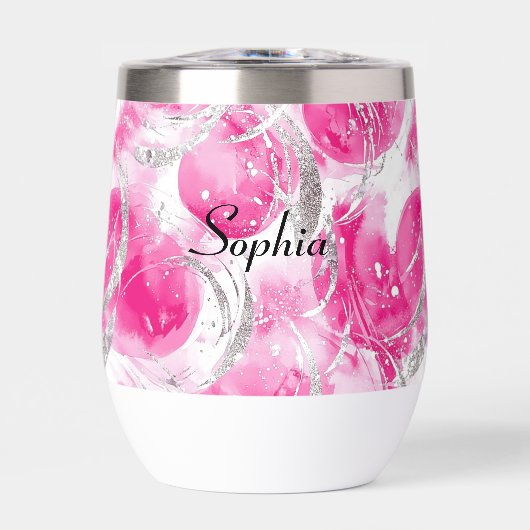 Cercles Abstraits en argent rose glam (Avant)