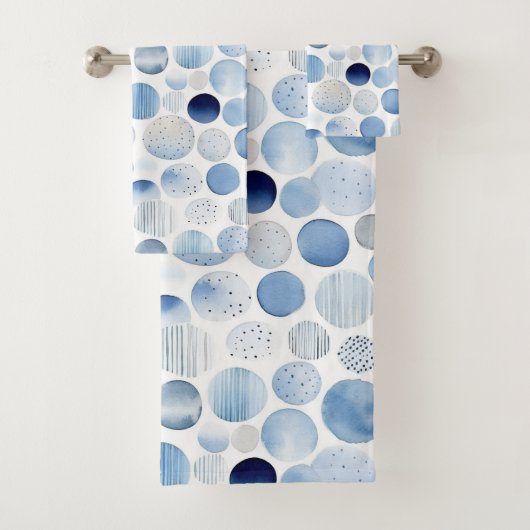 Cercles Abstraits Modernes Aquarelle Bleu et Blanc (En situation)