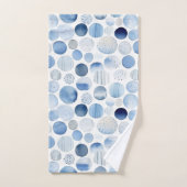 Cercles Abstraits Modernes Aquarelle Bleu et Blanc (Serviette à main)