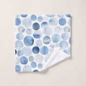 Cercles Abstraits Modernes Aquarelle Bleu et Blanc (Gant de toilette)