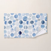 Cercles Abstraits Modernes Aquarelle Bleu et Blanc (Serviette à main)