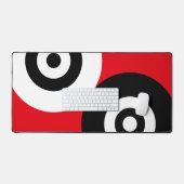 Cercles abstraits noir et blanc sur fond rouge (Clavier et souris)