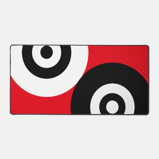 Cercles abstraits noir et blanc sur fond rouge (Recto)