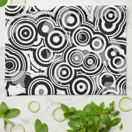 Cercles abstraits serviette de cuisine (Plié)