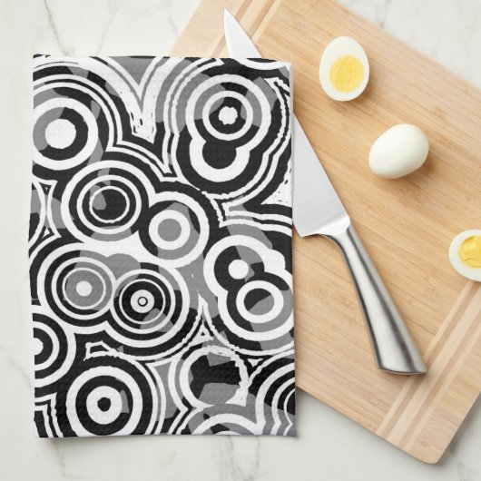 Cercles abstraits serviette de cuisine (Quart Plié)