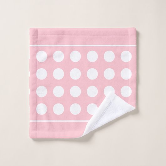 Cercles blancs élégants sur rose clair (Gant de toilette)