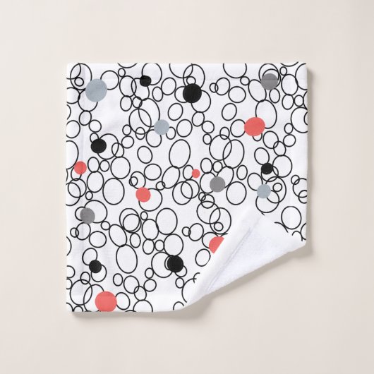 Cercles blancs noirs coralliens, points (Gant de toilette)