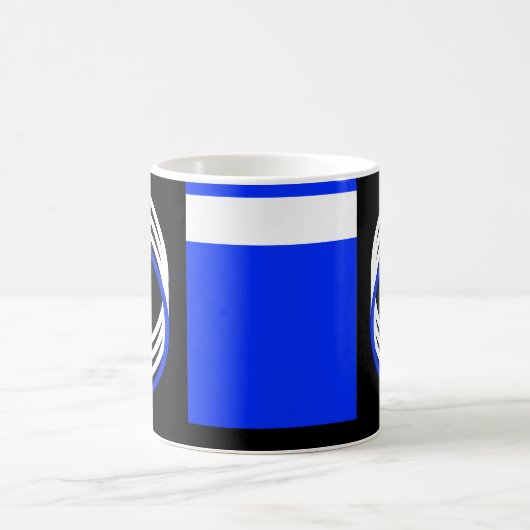 Cercles Bleu Noir et Blanc Mug Moderne (Centre)