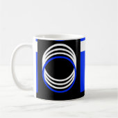 Cercles Bleu Noir et Blanc Mug Moderne (Gauche)
