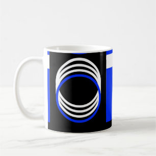 Cercles Bleu Noir et Blanc Mug Moderne