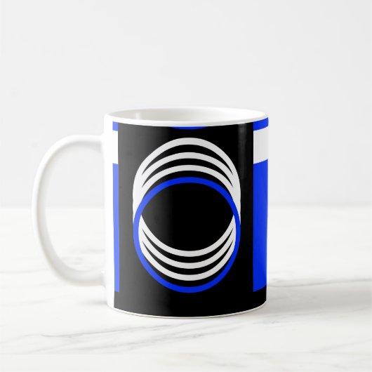 Cercles Bleu Noir et Blanc Mug Moderne (Gauche)