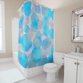 Cercles bleus et gris rideau de douche motif (En situation)