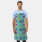 Cercles bleus Funky Tout-Sur-Imprimer Tablier (Porté)