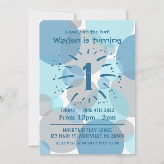 Cercles Bleus Invitation de garçon d'anniversaire (Devant)