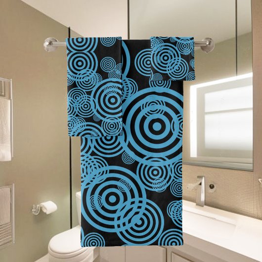 Cercles bleus modernes et tendance sur noir